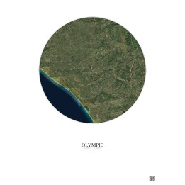 Olympie Satellite View Poster 20km Color | Gravura – Light background