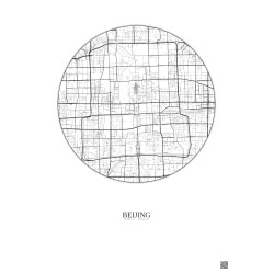 Affiche Beijing – Poster carte de ville 6km | Gravura – Fond clair