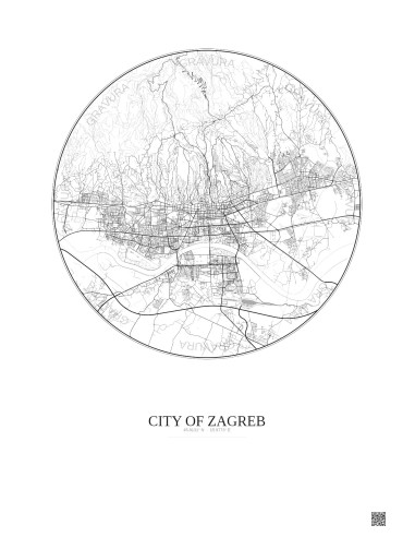City Of Zagreb City Map Poster 10km | Gravura – Light background
