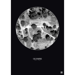 Olympie Satellite View Poster 0.1km B&W | Gravura – Dark background