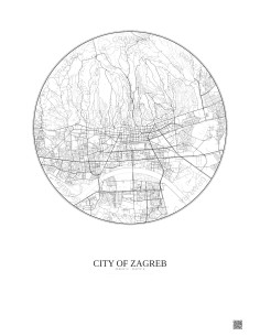 City Of Zagreb City Map Poster 6km | Gravura – Light background 2