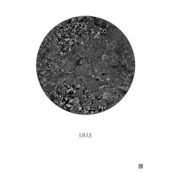 Affiche Lille – Poster vue satellite 10km N&B | Gravura – Fond clair