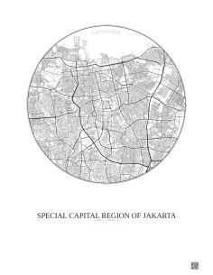 Affiche Special Capital Region Of Jakarta – Poster carte de ville 10km | Gravura – Fond clair 2