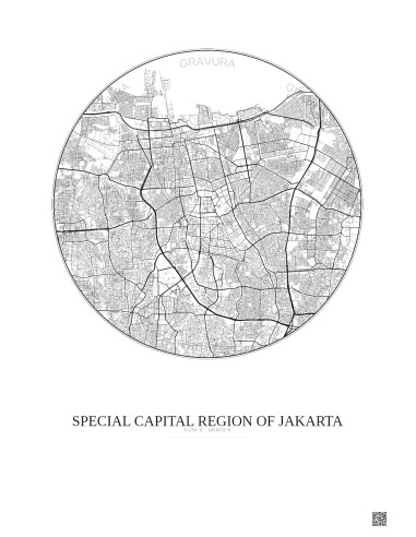 Affiche Special Capital Region Of Jakarta – Poster carte de ville 10km | Gravura – Fond clair