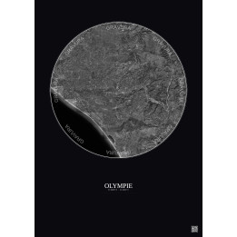 Affiche Olympie – Poster vue satellite 20km N&B | Gravura – Fond foncé