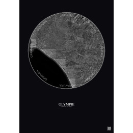 Affiche Olympie – Poster vue satellite 30km N&B | Gravura – Fond foncé