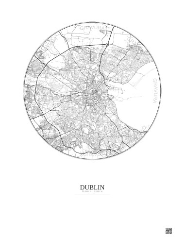 Affiche Dublin – Poster carte de ville 10km | Gravura – Fond clair