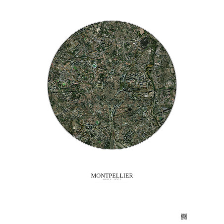 Affiche Montpellier – Poster vue satellite 2.5km Couleur | Gravura – Fond clair