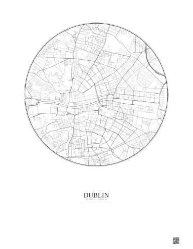 Affiche Dublin – Poster carte de ville 2.5km | Gravura – Fond clair