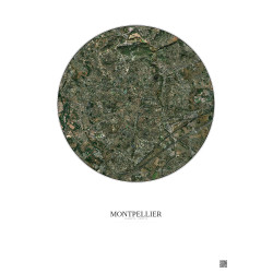 Affiche Montpellier – Poster vue satellite 5km Couleur | Gravura – Fond clair
