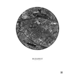 Affiche Budapest – Poster vue satellite 2.5km N&B | Gravura – Fond clair