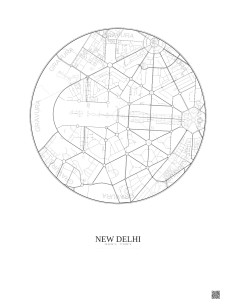 Affiche New Delhi – Poster carte de ville 2.5km | Gravura – Fond clair 2