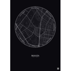 Affiche Bogota – Poster carte de ville 2.5km | Gravura – Fond foncé