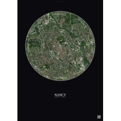 Affiche Nancy – Poster vue satellite 2.5km Couleur | Gravura – Fond foncé