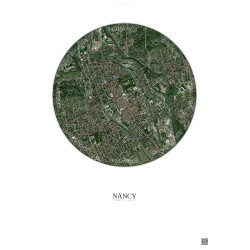 Affiche Nancy – Poster vue satellite 2.5km Couleur | Gravura – Fond clair