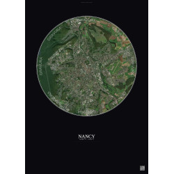 Affiche Nancy – Poster vue satellite 6km Couleur | Gravura – Fond foncé