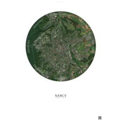 Affiche Nancy – Poster vue satellite 6km Couleur | Gravura – Fond clair