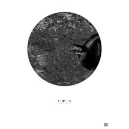 Affiche Dublin – Poster vue satellite 10km N&B | Gravura – Fond clair