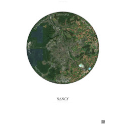 Affiche Nancy – Poster vue satellite 10km Couleur | Gravura – Fond clair