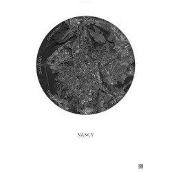 Affiche Nancy – Poster vue satellite 6km N&B | Gravura – Fond clair