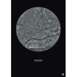 Affiche Nantes – Poster vue satellite 2.5km Couleur | Gravura – Fond foncé