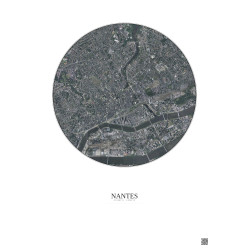 Affiche Nantes – Poster vue satellite 2.5km Couleur | Gravura – Fond clair