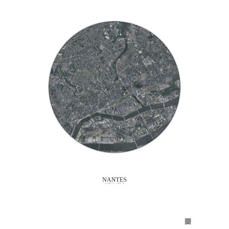 Nantes Satellite View Poster 2.5km Color | Gravura – Light background