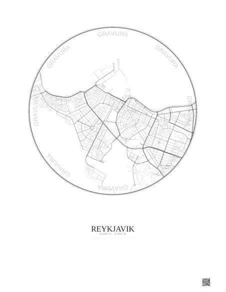 Affiche Reykjavik – Poster carte de ville 2.5km | Gravura – Fond clair
