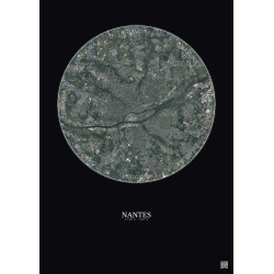 Affiche Nantes – Poster vue satellite 10km Couleur | Gravura – Fond foncé