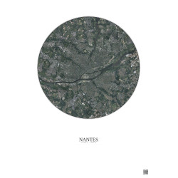 Affiche Nantes – Poster vue satellite 10km Couleur | Gravura – Fond clair