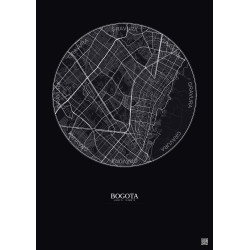 Affiche Bogota – Poster carte de ville 6km | Gravura – Fond foncé