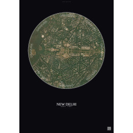 Affiche New Delhi – Poster vue satellite 2.5km Couleur | Gravura – Fond foncé