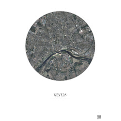 Affiche Nevers – Poster vue satellite 2.5km Couleur | Gravura – Fond clair