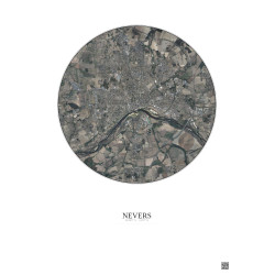 Affiche Nevers – Poster vue satellite 5km Couleur | Gravura – Fond clair