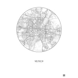 Affiche Munich – Poster carte de ville 10km | Gravura – Fond clair