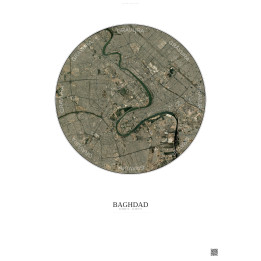 Affiche Baghdad – Poster vue satellite 10km Couleur | Gravura – Fond clair