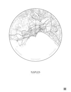Affiche Naples – Poster carte de ville 10km | Gravura – Fond clair 2