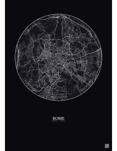 Affiche Rome – Poster carte de ville 10km | Gravura – Fond foncé 2