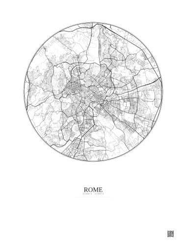 Rome City Map Poster 10km | Gravura – Light background