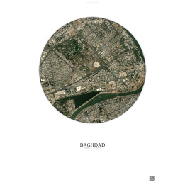 Affiche Baghdad – Poster vue satellite 2.5km Couleur | Gravura – Fond clair