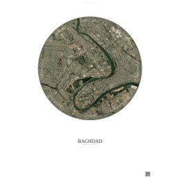 Affiche Baghdad – Poster vue satellite 6km Couleur | Gravura – Fond clair