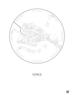 Affiche Venice – Poster carte de ville 2.5km | Gravura – Fond clair 2