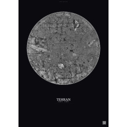Affiche Tehran – Poster vue satellite 10km N&B | Gravura – Fond foncé