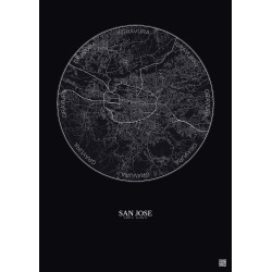 Affiche San Jose – Poster carte de ville 10km | Gravura – Fond foncé