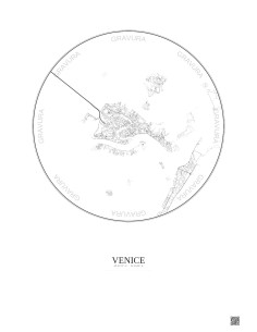 Affiche Venice – Poster carte de ville 5km | Gravura – Fond clair 2
