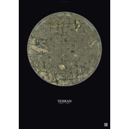 Affiche Tehran – Poster vue satellite 10km Couleur | Gravura – Fond foncé