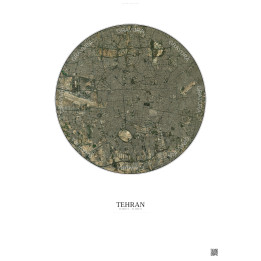 Affiche Tehran – Poster vue satellite 10km Couleur | Gravura – Fond clair