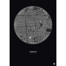 Affiche Tehran – Poster vue satellite 2.5km N&B | Gravura – Fond foncé