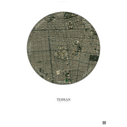 Affiche Tehran – Poster vue satellite 2.5km Couleur | Gravura – Fond clair