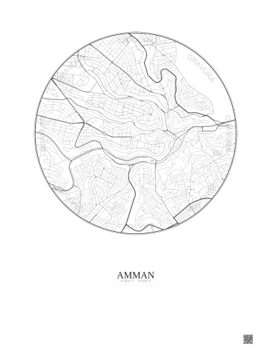 Affiche Amman – Poster carte de ville 2.5km | Gravura – Fond clair
